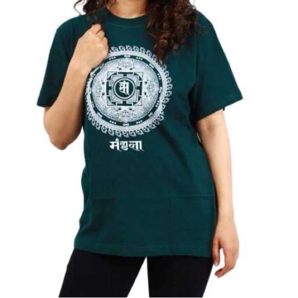 Shangri-La Mandala Graphic Unisex T-Shirt Green Size 48 / XXL